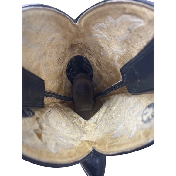 Justin Boots Womans Vintage Black Leather Western mid Calf Boots 6.5B SKU 9561 - Picture 8 of 16